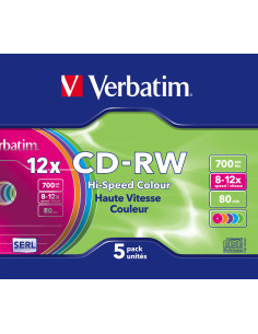 Verbatim CD-RW Colour 12x 700 MB 5 pz
