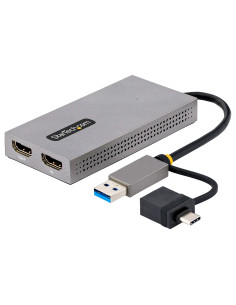 StarTech.com Adattatore USB 3.0 a HDMI, Scheda Video Esterna USB 3.0 a Doppio HDMI (1x 4K30Hz/1x 1080p), Cavo da 11cm integrato 