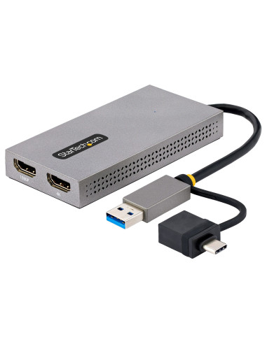 StarTech.com Adattatore USB 3.0 a HDMI, Scheda Video Esterna USB 3.0 a Doppio HDMI (1x 4K30Hz/1x 1080p), Cavo da 11cm integrato 