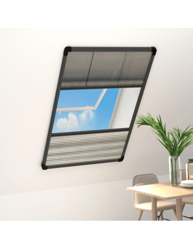 Zanzariera Plissettata Finestra Alluminio 80x160 cm con Tendina