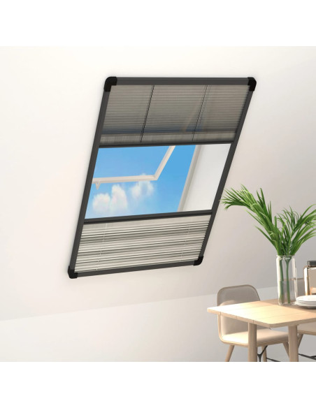 Zanzariera Plissettata Finestra Alluminio 80x160 cm con Tendina