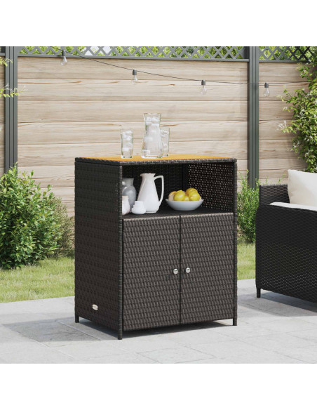 Armadietto Nero 70 x 50 x 87 cm Poliestere e Rattan Roly