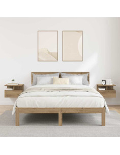 Comodino flottante 2 pcs Rovere artigianale 40 x 31 x 28 cm