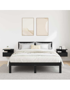 Comodino flottante 2 pcs Rovere Nero 40 x 31 x 28 cm