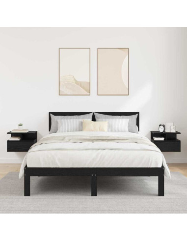 Comodino flottante 2 pcs Rovere Nero 40 x 31 x 28 cm