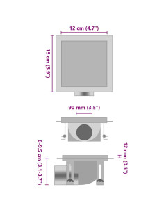 Scarico Doccia 2-in-1 Copertura a Piastrella 15x15cm in Acciaio