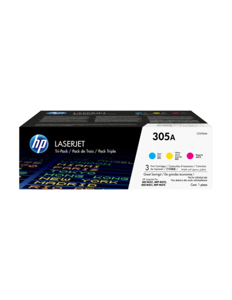 HP Confezione da 3 cartucce originali di toner ciano/magenta/giallo LaserJet 305A