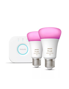 Philips Hue White and Color ambiance Starter Kit Bridge + 2 Lampadine Smart E27 75W