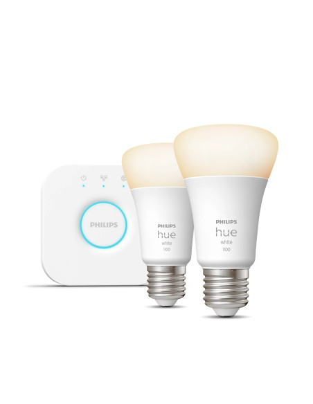 Philips Hue White Starter Kit Bridge + 2 Lampadine Smart E27 75W