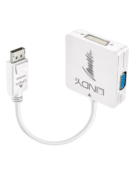 Lindy 41028 cavo e adattatore video DisplayPort DVI-D + VGA (D-Sub) + HDMI Nero