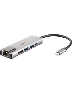 D-Link DUB-M520 replicatore di porte e docking station per laptop Cablato Thunderbolt 3 Alluminio