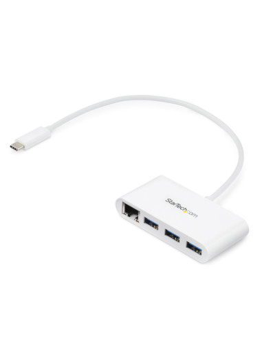 StarTech.com Hub USB 3.0 (5Gbps) a 3 porte con Gigabit Ethernet - USB-C a 3x USB-A - Bianco