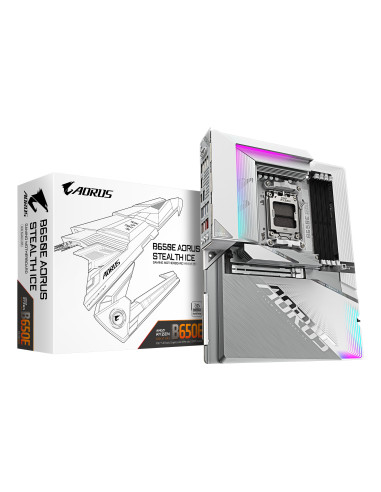 GIGABYTE B650E AORUS STEALTH ICE Scheda madre - AMD Ryzen serie 9000, VRM a 12+2+2 fasi, fino a 8000 MHz DDR5 (OC), 1xPCIe 5.0 +