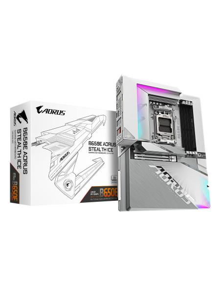 GIGABYTE B650E AORUS STEALTH ICE Scheda madre - AMD Ryzen serie 9000, VRM a 12+2+2 fasi, fino a 8000 MHz DDR5 (OC), 1xPCIe 5.0 +