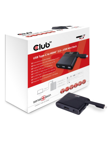 CLUB3D USB Type-C to HDMI™ 2.0 + USB 2.0 + USB Type-C Charging Mini Dock