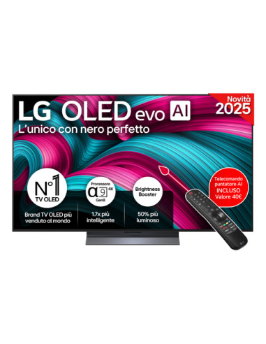 LG OLED evo AI OLED55C55LA TV Serie C5 55'' 4K, α9 Gen8, Brightness Booster, 40W, 4 HDMI, VRR 144Hz, Smart TV WebOS 25
