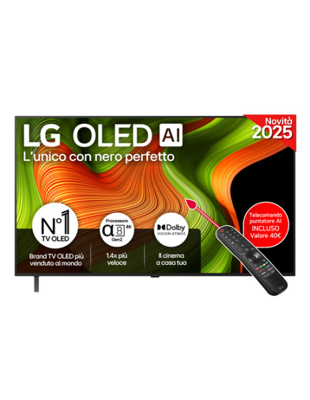 LG OLED AI OLED55B56LA TV Serie B5 55'' 4K, α8 Gen2, Dolby Vision, 20W, 4 HDMI con VRR 120Hz, G-Sync, Smart TV WebOS 25