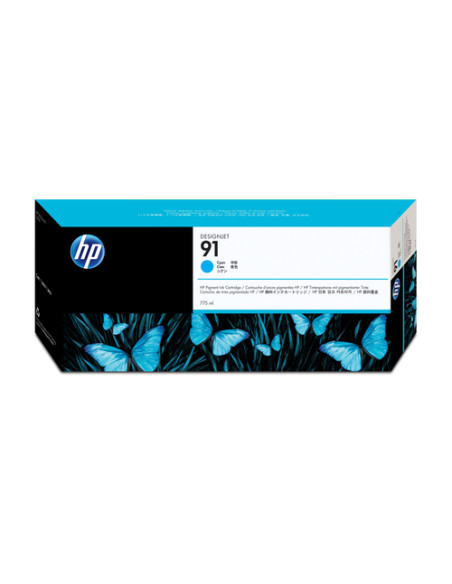 HP Cartuccia di inchiostro ciano pigmentato originale DesignJet 91 da 775 ml