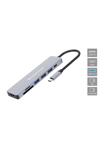 Conceptronic DONN19G replicatore di porte e docking station per laptop Cablato USB 3.2 Gen 1 (3.1 Gen 1) Type-C Grigio