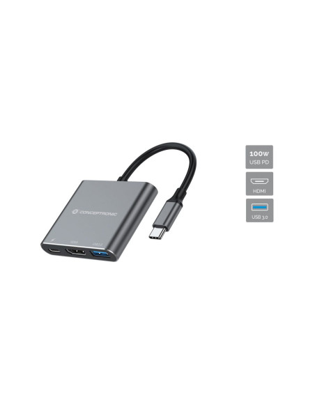 Conceptronic DONN18G replicatore di porte e docking station per laptop Cablato USB 3.2 Gen 1 (3.1 Gen 1) Type-C Grigio