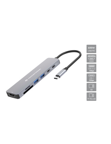 Conceptronic DONN28G replicatore di porte e docking station per laptop Cablato USB 3.2 Gen 1 (3.1 Gen 1) Type-C Grigio