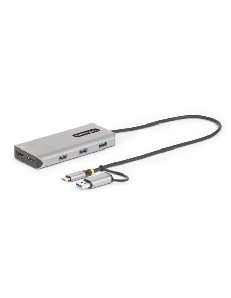 StarTech.com Adattatore multiporta USB-C con dongle USB-C a USB-A, doppio HDMI (4K30Hz/1080p60Hz), Hub USB-A 5Gbps a 3 porte, mi