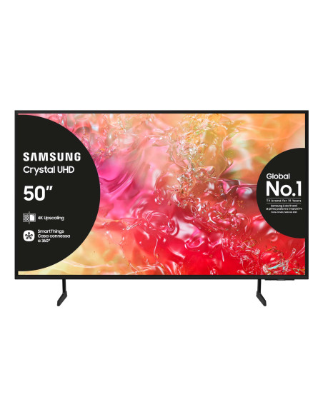 Samsung TV Crystal UHD 4K 50” UE50DU7170UXZT Smart TV Wi-Fi Black 2024, Processore Crystal 4K, 4K Upscaling, Slim Look Design,