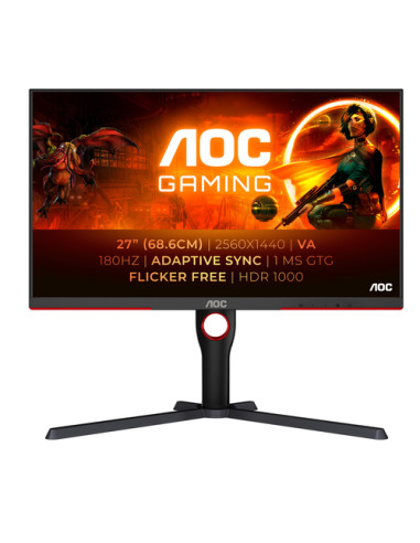 AOC G3 Q27G3XMN/BK Monitor PC 68,6 cm (27") 2560 x 1440 Pixel 2K Ultra HD LED Nero, Rosso