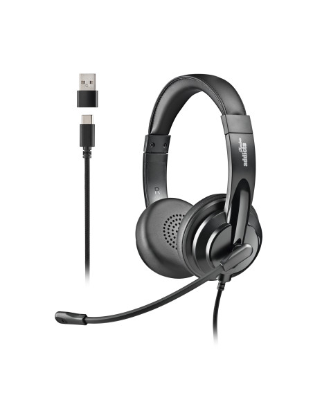 NGS VOX605 USB-C Auricolare Cablato A Padiglione Musica e Chiamate USB tipo-C Nero