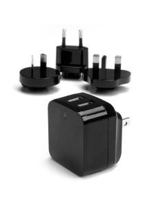StarTech.com Caricabatterie da Muro a doppia porta x2 USB ad alta potenza ( 17W / 3.4 Amp ) con prese da viaggio (Internazionale