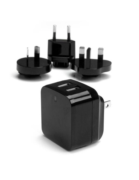 StarTech.com Caricabatterie da Muro a doppia porta x2 USB ad alta potenza ( 17W / 3.4 Amp ) con prese da viaggio (Internazionale
