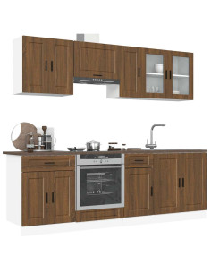 Set Mobili da Cucina 8 pz Kalmar Rovere Marrone in Truciolato