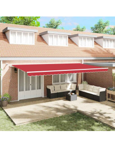 Tenda Retrattile Rosso 600 × 350 cm Poliestere e Metallo