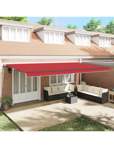 Tenda Retrattile Rosso 600 × 350 cm Tessuto e Alluminio