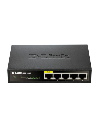 D-Link DES-1005P Non gestito L2 Fast Ethernet (10/100) Supporto Power over Ethernet (PoE) Nero