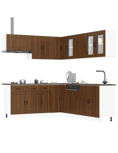 Set Mobili da Cucina 11 pz Porto Rovere Marrone in Truciolato