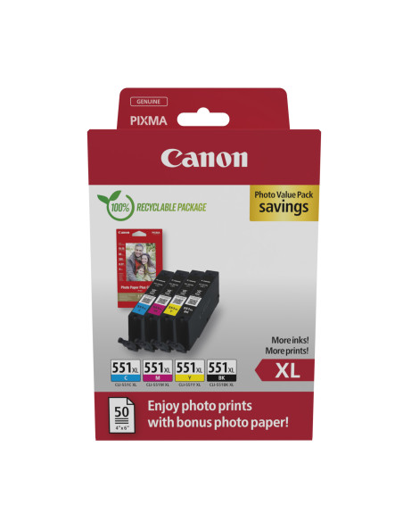 Canon 6443B008 cartuccia d'inchiostro 4 pz Originale Resa elevata (XL) Nero, Ciano, Magenta, Giallo