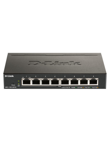 D-Link DGS-1100-08PV2 Gestito L2/L3 Gigabit Ethernet (10/100/1000) Supporto Power over Ethernet (PoE) Nero