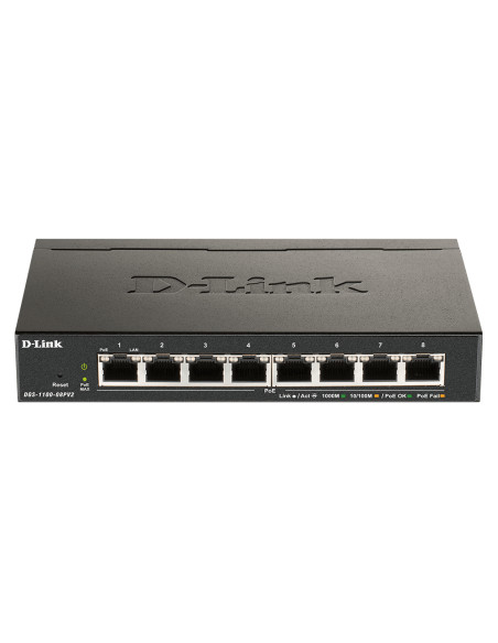 D-Link DGS-1100-08PV2 Gestito L2/L3 Gigabit Ethernet (10/100/1000) Supporto Power over Ethernet (PoE) Nero