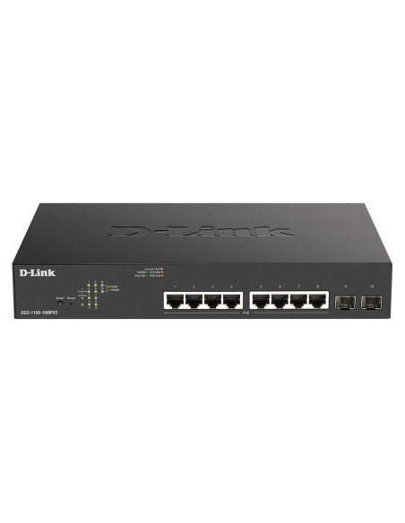 D-Link DGS-1100-10MPV2 Gestito L2 Gigabit Ethernet (10/100/1000) Supporto Power over Ethernet (PoE) 1U Nero