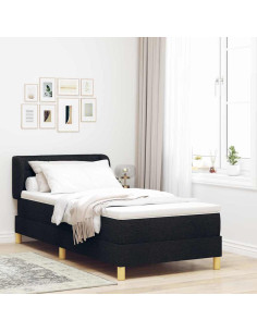 Letto a molle con materasso Nero 80 x 200 cm Tessuto