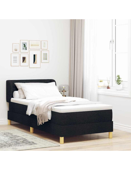 Letto a molle con materasso Nero 80 x 200 cm Tessuto