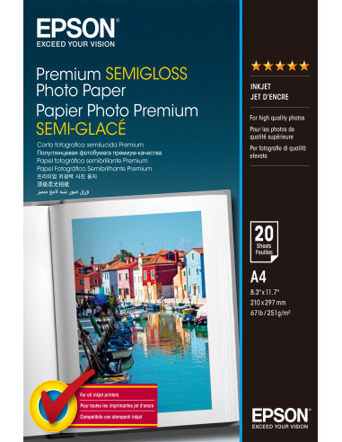Epson Premium Semi-Gloss Photo Paper - A4 - 20 Fogli