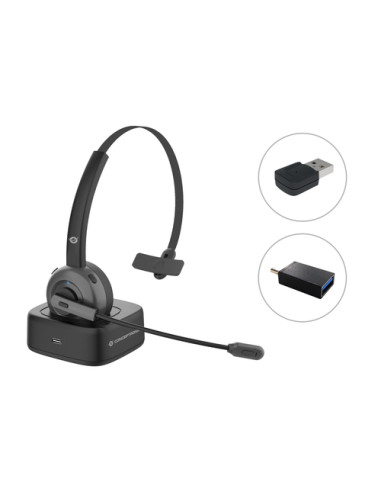 Conceptronic POLONA03BDA cuffia e auricolare Cuffie Wireless A Padiglione Ufficio Bluetooth Base di ricarica Nero