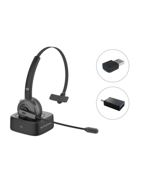 Conceptronic POLONA03BDA cuffia e auricolare Cuffie Wireless A Padiglione Ufficio Bluetooth Base di ricarica Nero
