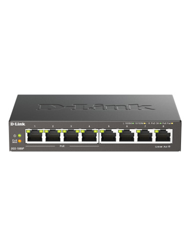 D-Link DGS-1008P/E switch di rete Non gestito L2 Gigabit Ethernet (10/100/1000) Supporto Power over Ethernet (PoE) Desktop Nero