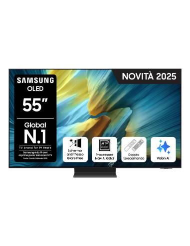 Samsung OLED AI TV 55" QE55S95FATXZT 4K, Processore NQ4 AI Gen3, 4K AI Upscaling Pro, Glare Free, OLED HDR Pro, Dolby Atmos & OT