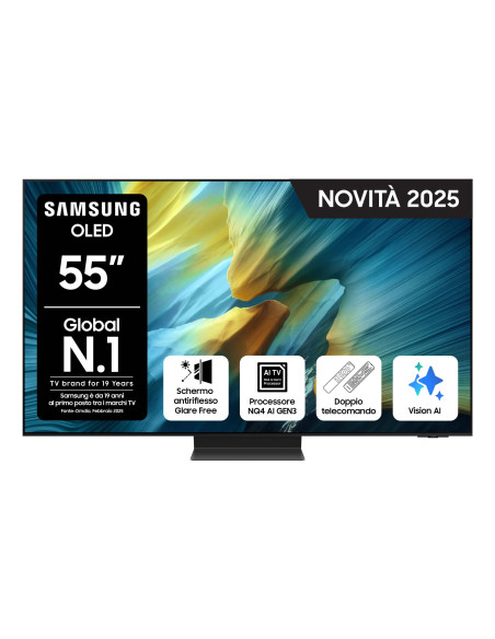 Samsung OLED AI TV 55" QE55S95FATXZT 4K, Processore NQ4 AI Gen3, 4K AI Upscaling Pro, Glare Free, OLED HDR Pro, Dolby Atmos & OT