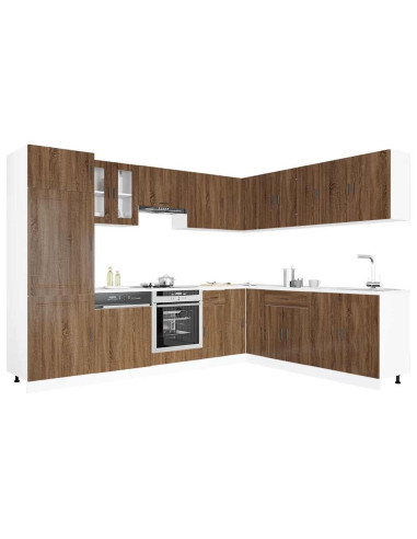 Set Mobili da Cucina 14 pz Porto Rovere Marrone in Truciolato