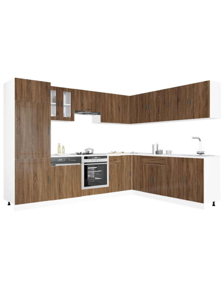 Set Mobili da Cucina 14 pz Porto Rovere Marrone in Truciolato